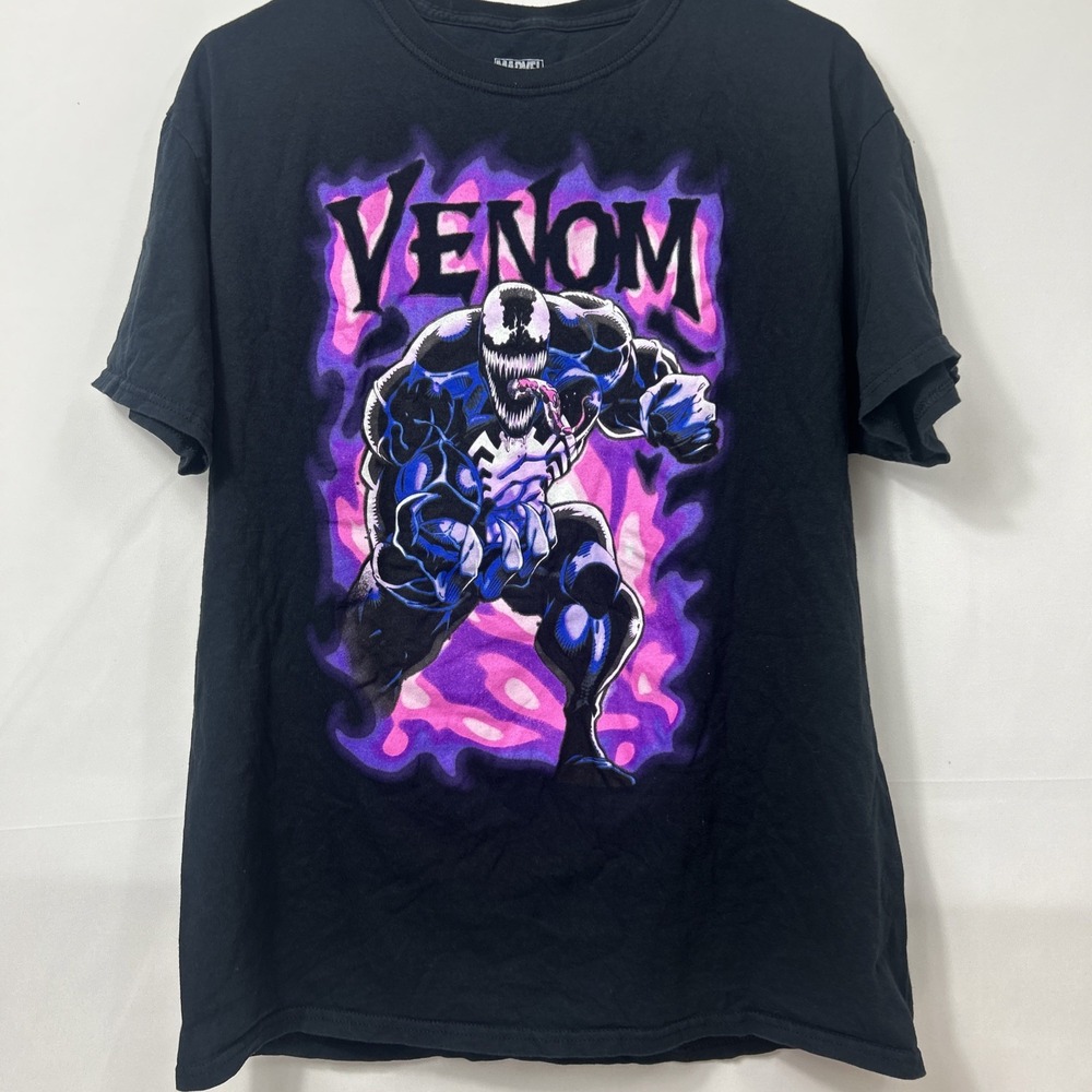 Marvel Venom Graphic Print T Shirt Size L Color Black 100% Cotton Pre-owned
